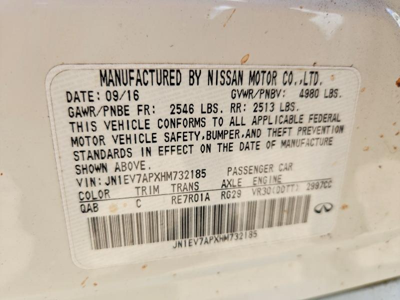 Aukcja sprzedaży 2017 Infiniti Q50, vin: JN1EV7APXHM732185, numer aukcji: 50185856