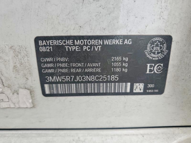 Aukcja sprzedaży 2022 Bmw 330xi, vin: 3MW5R7J03N8C25185, numer aukcji: 51567576
