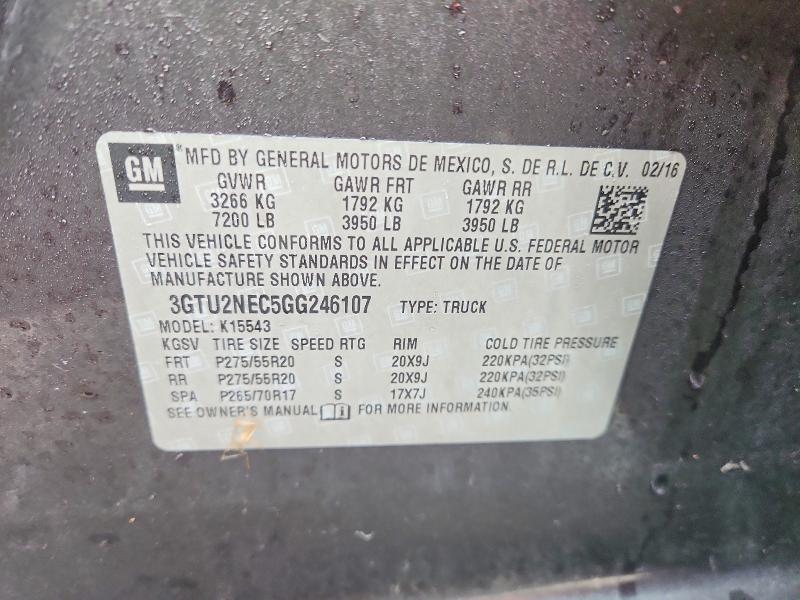 48167556 :رقم المزاد ، 3GTU2NEC5GG246107 vin ، 2016 Gmc Sierra مزاد بيع