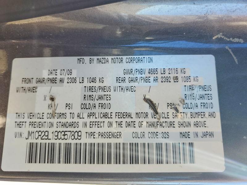 Aukcja sprzedaży 2009 Mazda 5, vin: JM1CR29L190357809, numer aukcji: 50421516