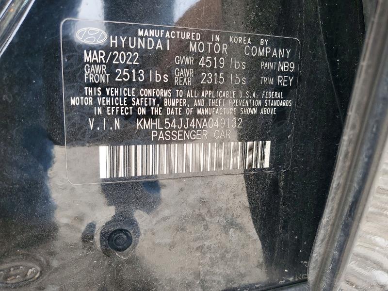 Продаж на аукціоні авто 2022 Hyundai Sonata Hybrid, vin: KMHL54JJ4NA049132, номер лоту: 49449616