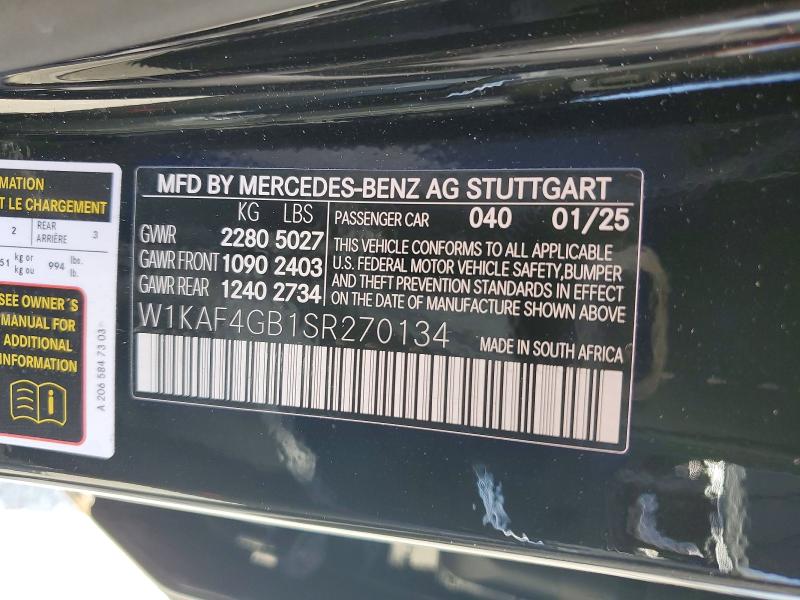 Продажа на аукционе авто 2025 Mercedes-benz C, vin: W1KAF4GB1SR270134, номер лота: 49099276
