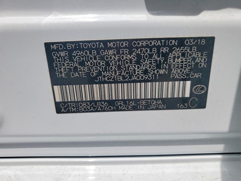 51182096 :رقم المزاد ، JTHCZ1BL2JA009311 vin ، 2018 Lexus Gs 350 مزاد بيع