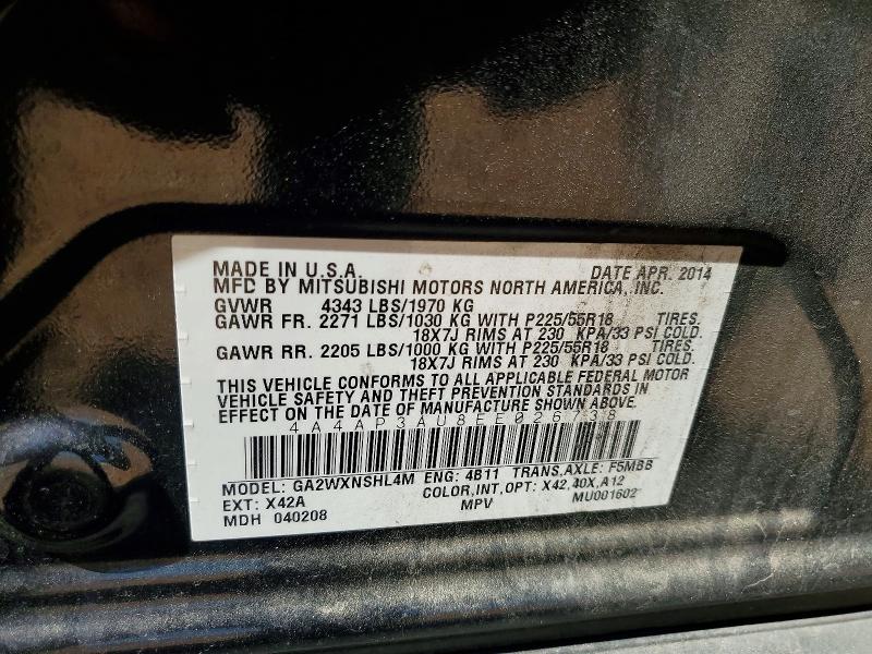 Aukcja sprzedaży 2014 Mitsubishi Outlander Sport, vin: 4A4AP3AU8EE026738, numer aukcji: 49398256