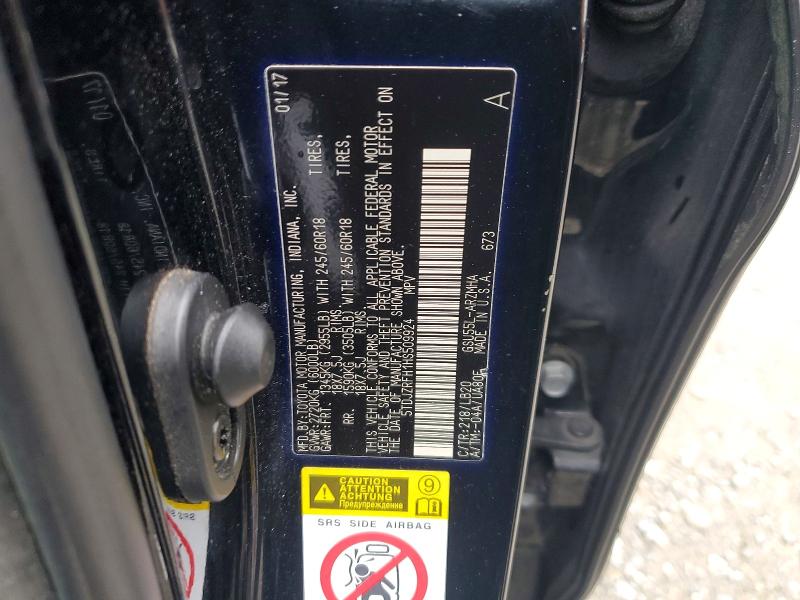 Aukcja sprzedaży 2017 Toyota Highlander, vin: 5TDJZRFH1HS509924, numer aukcji: 48057366