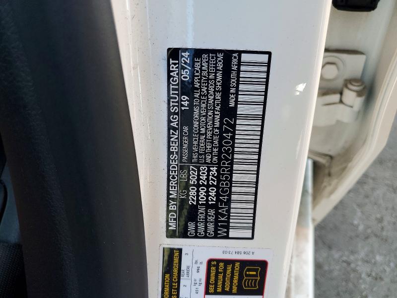 Aukcja sprzedaży 2024 Mercedes-benz C, vin: W1KAF4GB5RR230472, numer aukcji: 47424316
