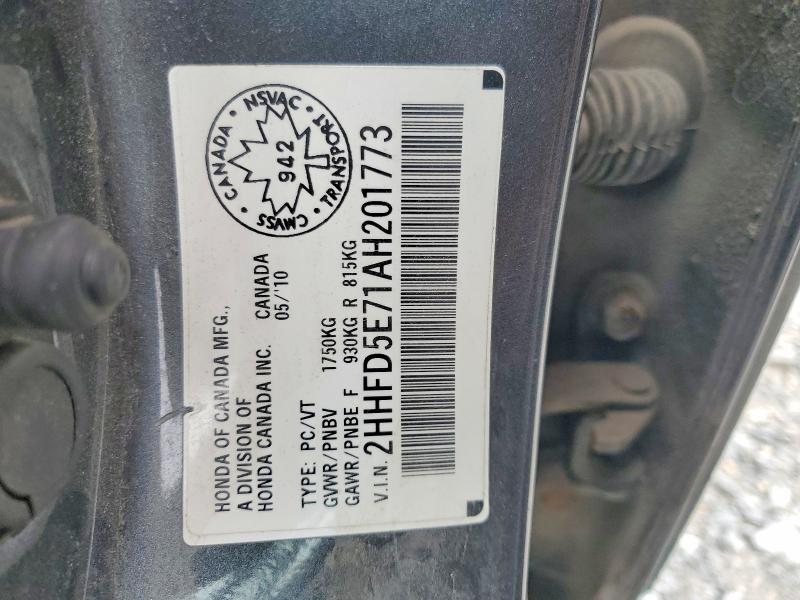 Продажа на аукционе авто 2010 Acura Csx, vin: 2HHFD5E71AH201773, номер лота: 49537936