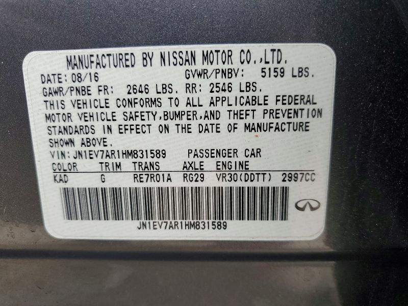 49580396 :رقم المزاد ، JN1EV7AR1HM831589 vin ، 2017 Infiniti Q50 مزاد بيع