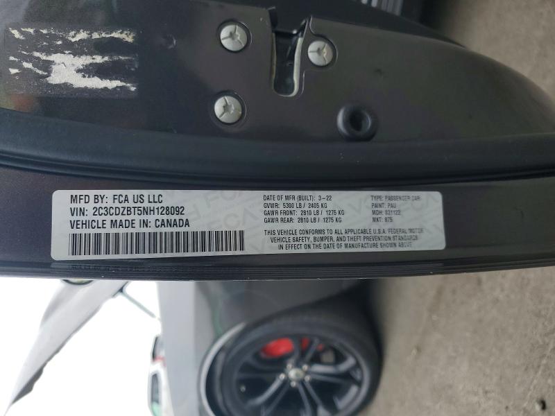 Продажа на аукционе авто 2022 Dodge Challenger, vin: 2C3CDZBT5NH128092, номер лота: 51638946
