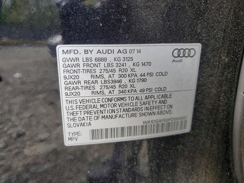 Продажа на аукционе авто 2015 Audi Q7, vin: WA1DGAFE0FD004597, номер лота: 49763466