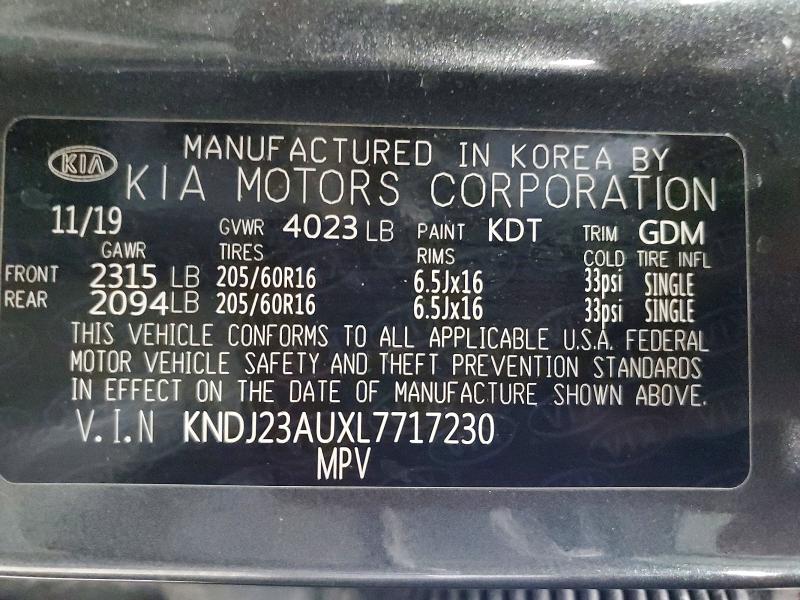 50153596 :رقم المزاد ، KNDJ23AUXL7717230 vin ، 2020 Kia Soul مزاد بيع