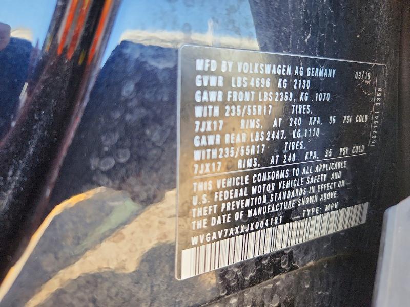 50450696 :رقم المزاد ، WVGAV7AXXJK004181 vin ، 2018 Volkswagen Tiguan Limited مزاد بيع