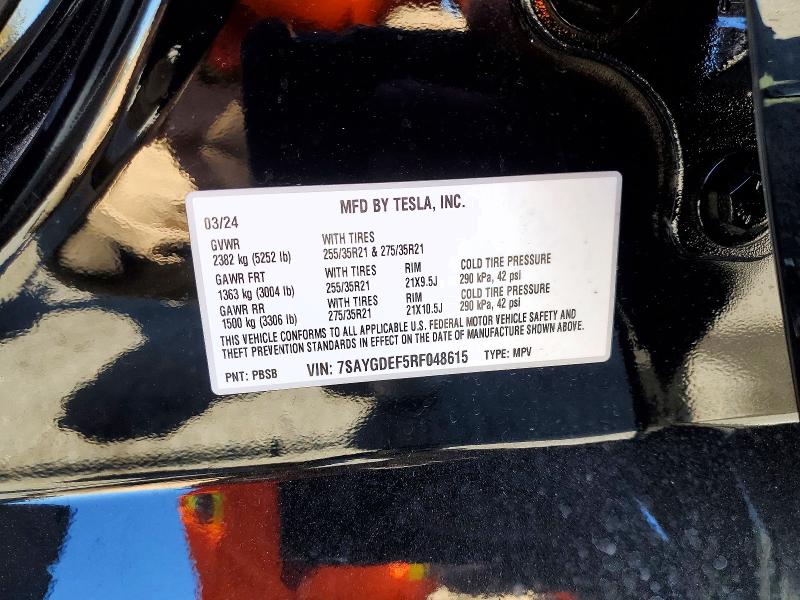 51472786 :رقم المزاد ، 7SAYGDEF5RF048615 vin ، 2024 Tesla Model Y مزاد بيع
