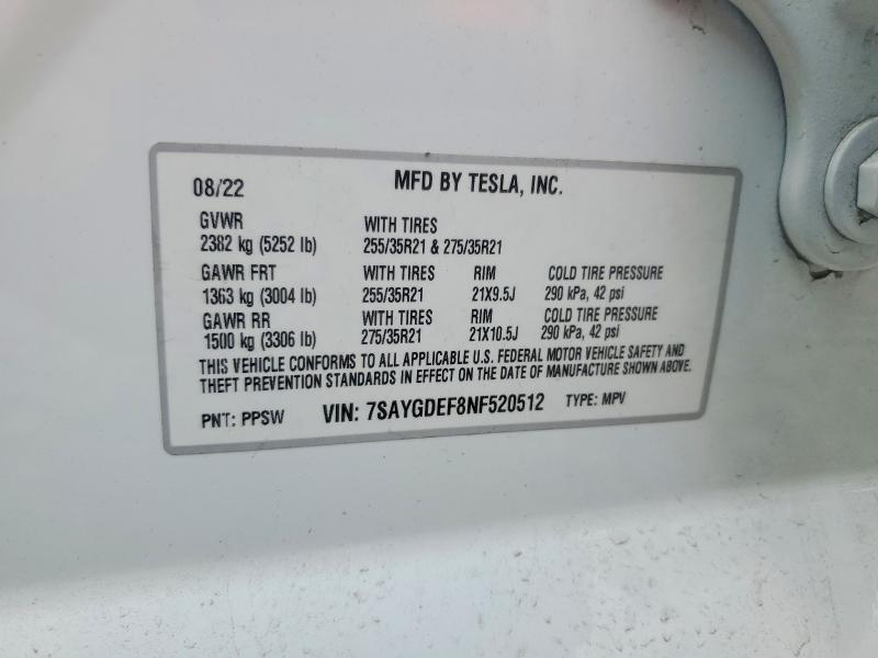 Продажа на аукционе авто 2022 Tesla Model Y, vin: 7SAYGDEF8NF520512, номер лота: 49757536