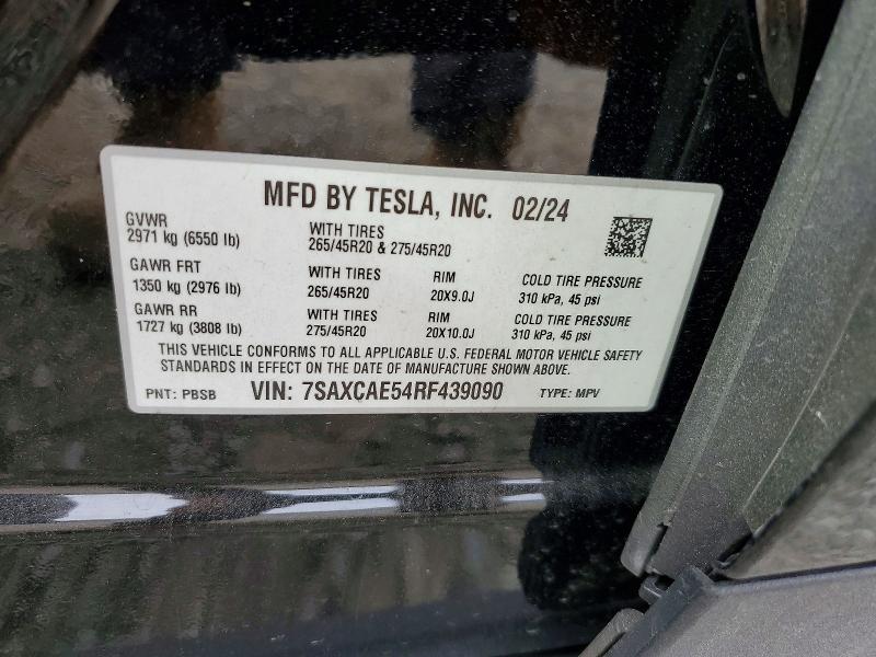 Продажа на аукционе авто 2024 Tesla Model X, vin: 7SAXCAE54RF439090, номер лота: 49773966