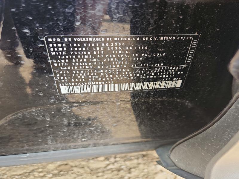 Aukcja sprzedaży 2021 Volkswagen Tiguan, vin: 3VV3B7AX5MM004772, numer aukcji: 51202246