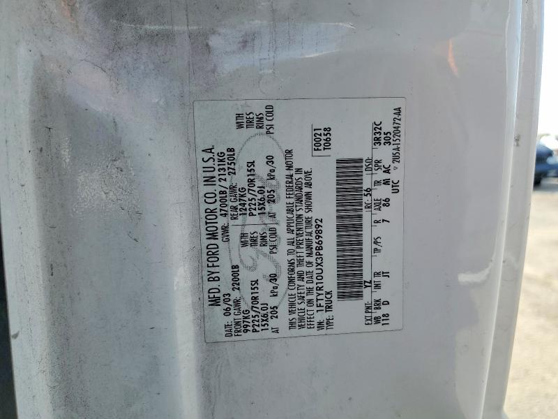 Aukcja sprzedaży 2003 Ford Ranger, vin: 1FTYR10UX3PB69892, numer aukcji: 48941086