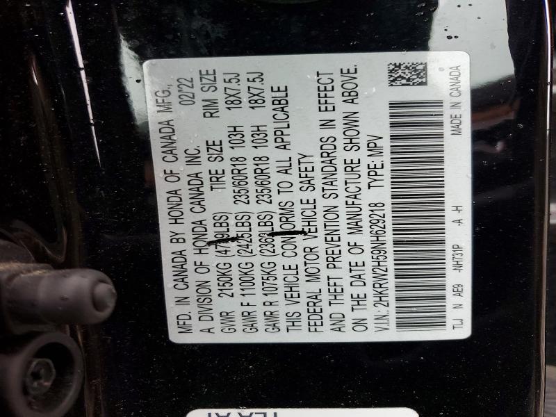 Продажа на аукционе авто 2022 Honda Cr-v, vin: 2HKRW2H59NH629218, номер лота: 50120766