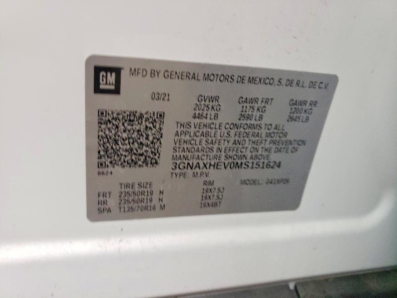 Продаж на аукціоні авто 2021 Chevrolet Equinox, vin: 3GNAXHEV0MS151624, номер лоту: 49723916