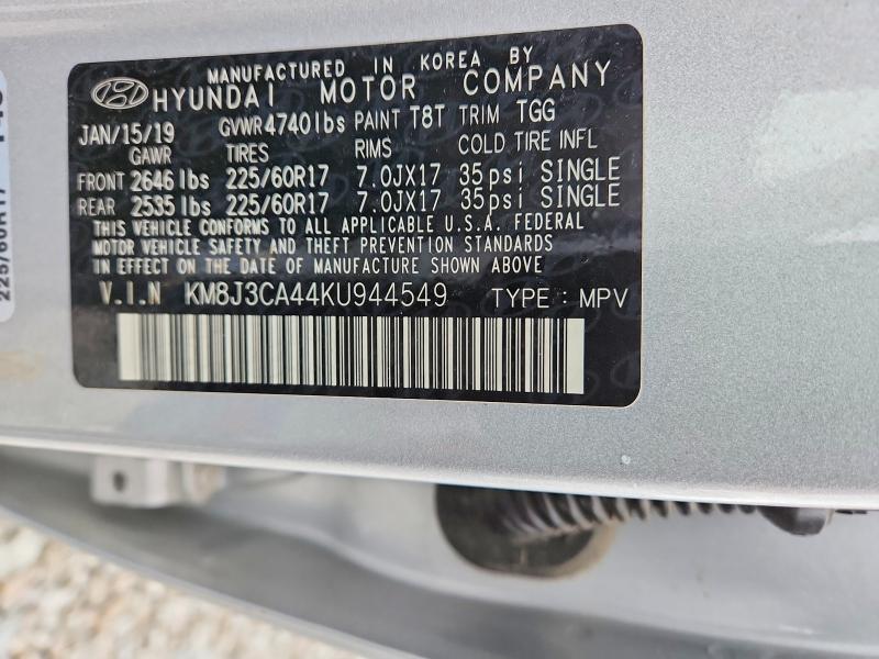 2019 Hyundai Tucson მანქანა იყიდება აუქციონზე, vin: KM8J3CA44KU944549, აუქციონის ნომერი: 48741726