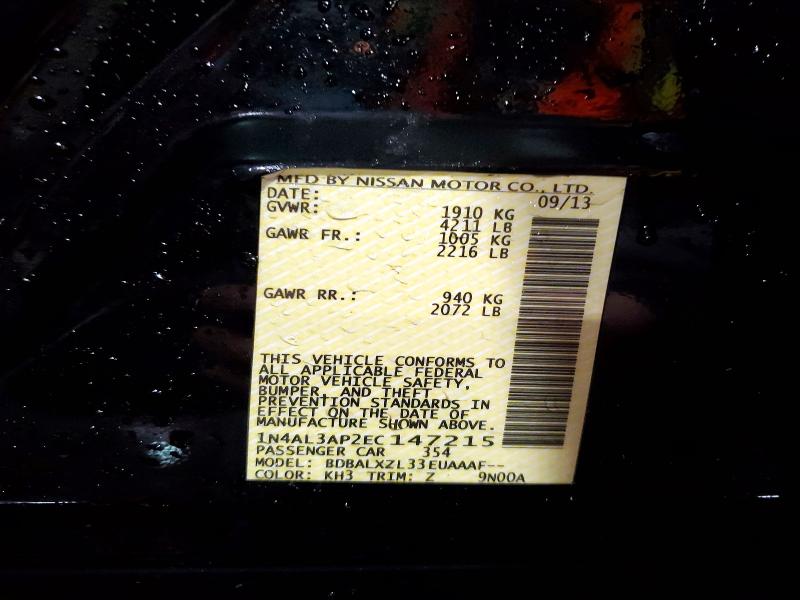 2014 Nissan Altima მანქანა იყიდება აუქციონზე, vin: 1N4AL3AP2EC147215, აუქციონის ნომერი: 49084216