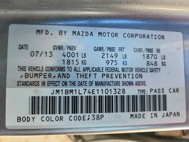 Aukcja sprzedaży 2014 Mazda 3, vin: JM1BM1L74E1101328, numer aukcji: 49057656