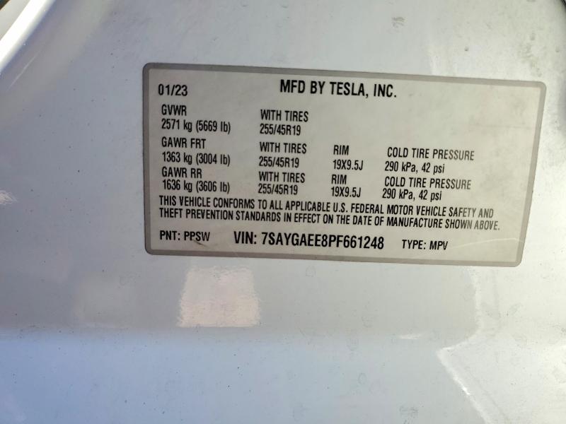 Продажа на аукционе авто 2023 Tesla Model Y, vin: 7SAYGAEE8PF661248, номер лота: 48711916