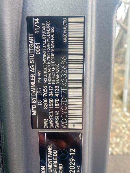 Aukcja sprzedaży 2015 Mercedes-benz G, vin: WDCYC7DF7FX232686, numer aukcji: 49006496