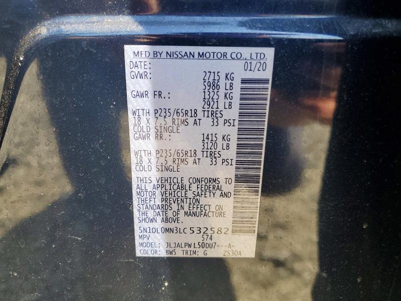 Aukcja sprzedaży 2020 Infiniti Qx60, vin: 5N1DL0MN3LC532582, numer aukcji: 49366596