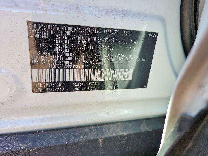 50044796 :رقم المزاد ، 4T3E6RFV9PU129520 vin ، 2023 Toyota Rav4 مزاد بيع
