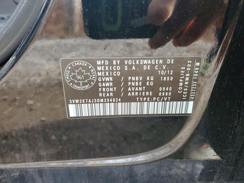 51649626 :رقم المزاد ، 3VW2K7AJ3DM394824 vin ، 2013 Volkswagen Jetta مزاد بيع