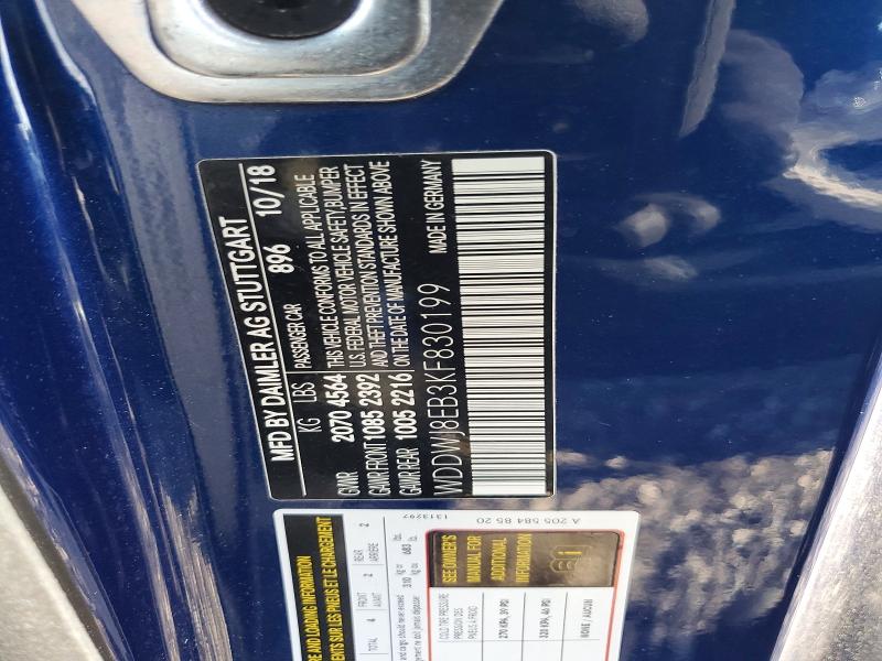 Aukcja sprzedaży 2019 Mercedes-benz C, vin: WDDWJ8EB3KF830199, numer aukcji: 49238546