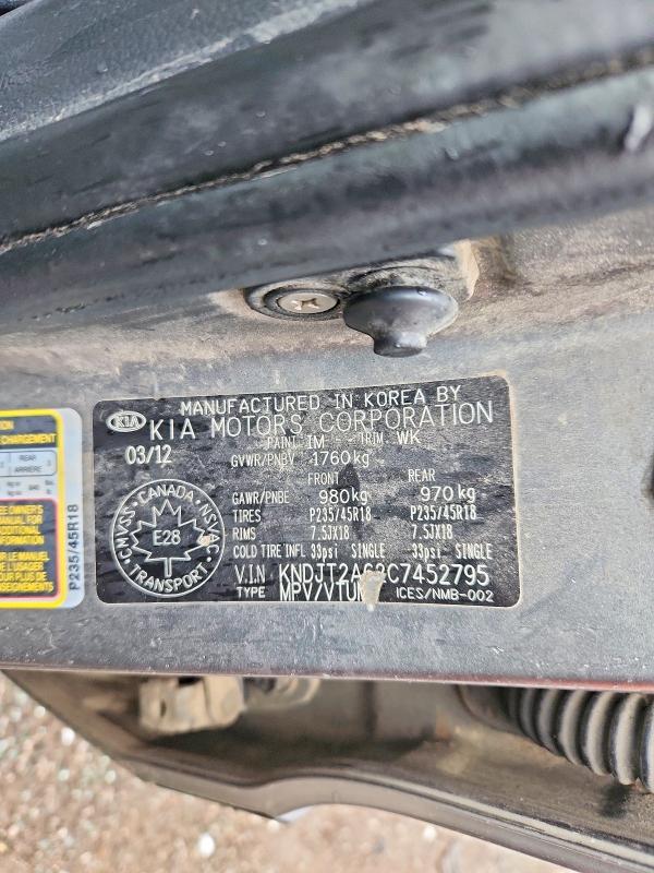 49549236 :رقم المزاد ، KNDJT2A62C7452795 vin ، 2012 Kia Soul مزاد بيع