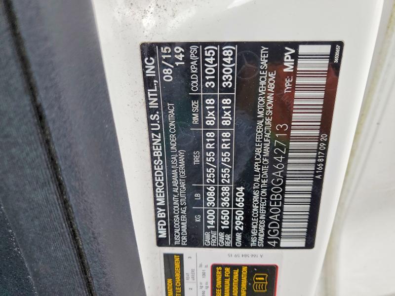 Aukcja sprzedaży 2016 Mercedes-benz Gle, vin: 4JGDA0EB0GA642713, numer aukcji: 50682396