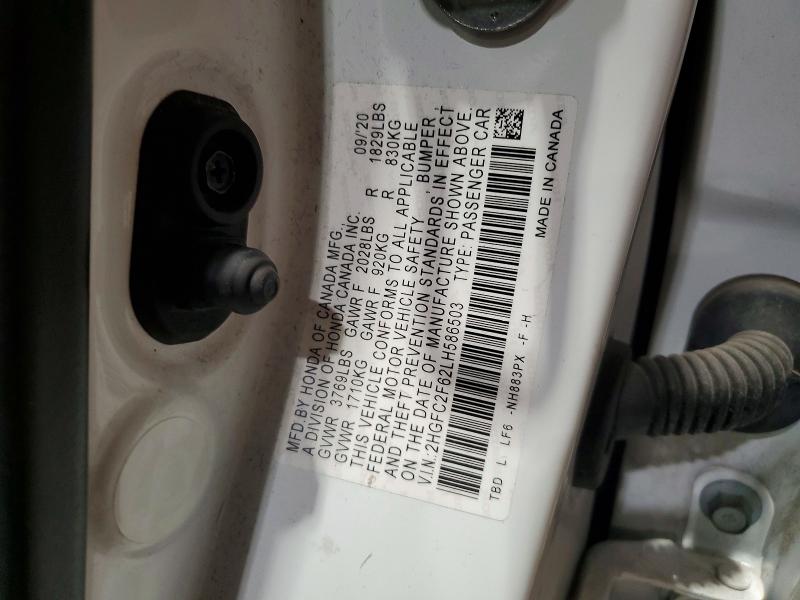 Aukcja sprzedaży 2020 Honda Civic, vin: 2HGFC2F62LH586503, numer aukcji: 50572236