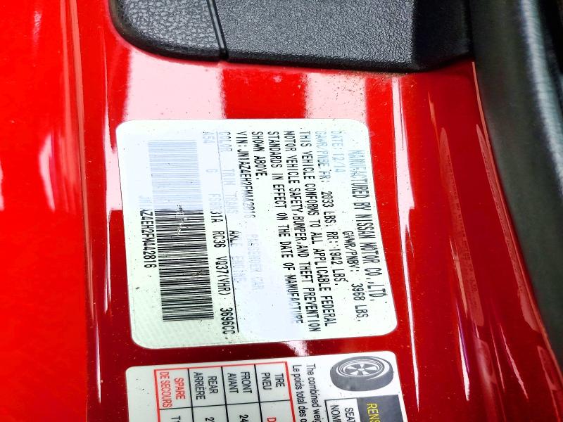 48815086 :رقم المزاد ، JN1AZ4EH2FM442816 vin ، 2015 Nissan 370z مزاد بيع