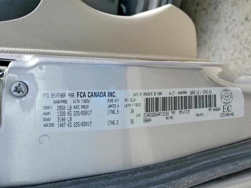 Продажа на аукционе авто 2017 Dodge Grand Caravan, vin: 2C4RDGBG0HR719183, номер лота: 51496176