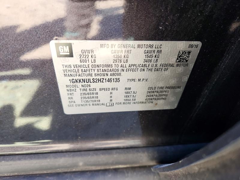 Aukcja sprzedaży 2017 Gmc Acadia, vin: 1GKKNULS2HZ146135, numer aukcji: 49021376