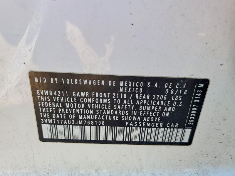 Продажа на аукционе авто 2018 Volkswagen Golf Sportwagen, vin: 3VW717AU3JM768198, номер лота: 49236726