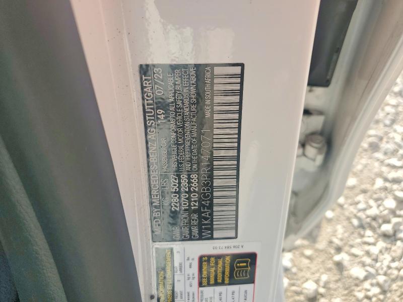 2023 Mercedes-benz C მანქანა იყიდება აუქციონზე, vin: W1KAF4GB3PR147071, აუქციონის ნომერი: 50744216