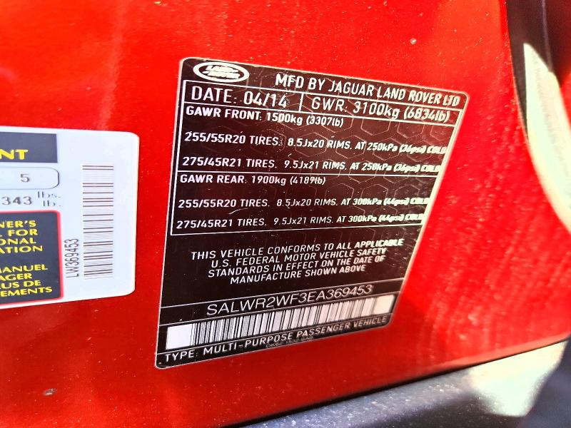 Aukcja sprzedaży 2014 Land Rover Range Rover Sport, vin: SALWR2WF3EA369453, numer aukcji: 49014696