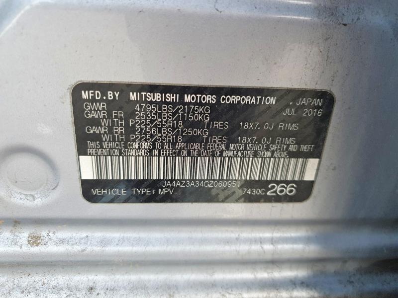Продаж на аукціоні авто 2016 Mitsubishi Outlander, vin: JA4AZ3A34GZ060951, номер лоту: 48502836