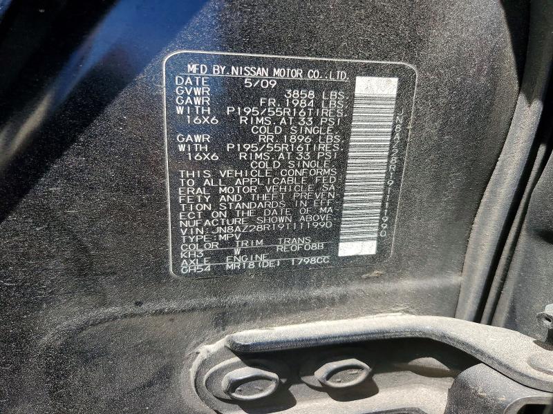 Продаж на аукціоні авто 2009 Nissan Cube, vin: JN8AZ28R19T111990, номер лоту: 49789566