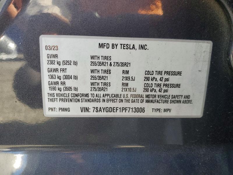 Продажа на аукционе авто 2023 Tesla Model Y, vin: 7SAYGDEF1PF713006, номер лота: 48692856