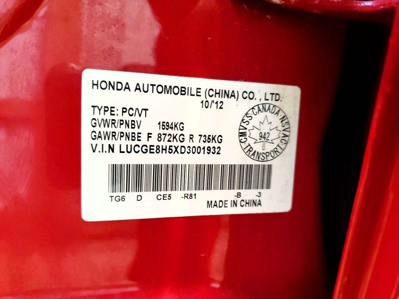 51423856 :رقم المزاد ، LUCGE8H5XD3001932 vin ، 2013 Honda Fit مزاد بيع