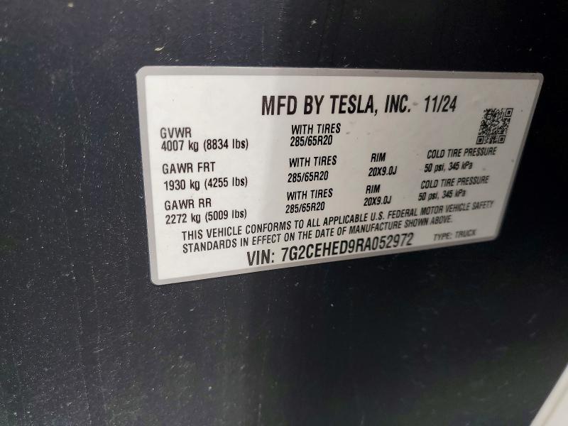 Aukcja sprzedaży 2024 Tesla Cybertruck, vin: 7G2CEHED9RA052972, numer aukcji: 51499696