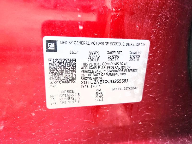 Aukcja sprzedaży 2018 Gmc Sierra, vin: 3GTU2NEC2JG255581, numer aukcji: 49549446