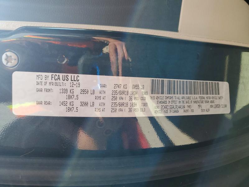 2020 Chrysler Pacifica მანქანა იყიდება აუქციონზე, vin: 2C4RC1GG4LR144104, აუქციონის ნომერი: 50495856