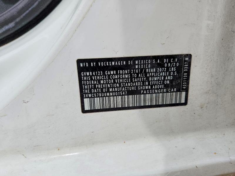 2021 Volkswagen Jetta მანქანა იყიდება აუქციონზე, vin: 3VWC57BU6MM001547, აუქციონის ნომერი: 51870676