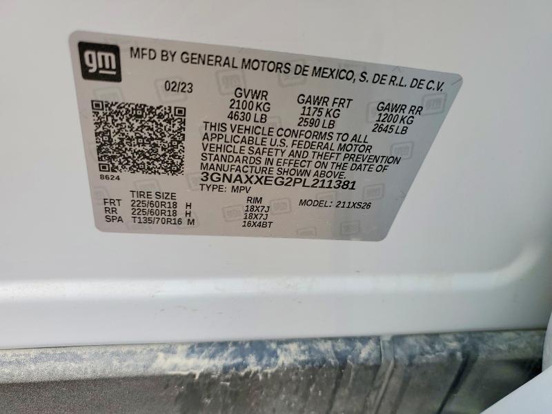 Aukcja sprzedaży 2023 Chevrolet Equinox, vin: 3GNAXXEG2PL211381, numer aukcji: 51437686